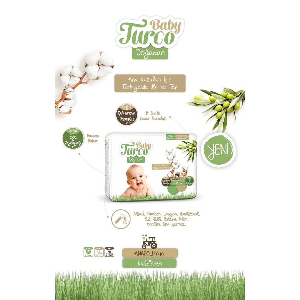 Baby Turco Bebek Bezi Doğadan Beden:2 (3-6Kg) Mini 168 Adet Jumbo Aylık Pk