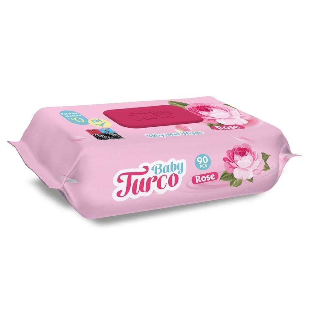 Baby Turco Islak Havlu Mendil 90 Yaprak Gül/Rose 36 Lı Set 3240 Yaprak Plastik Kapaklı