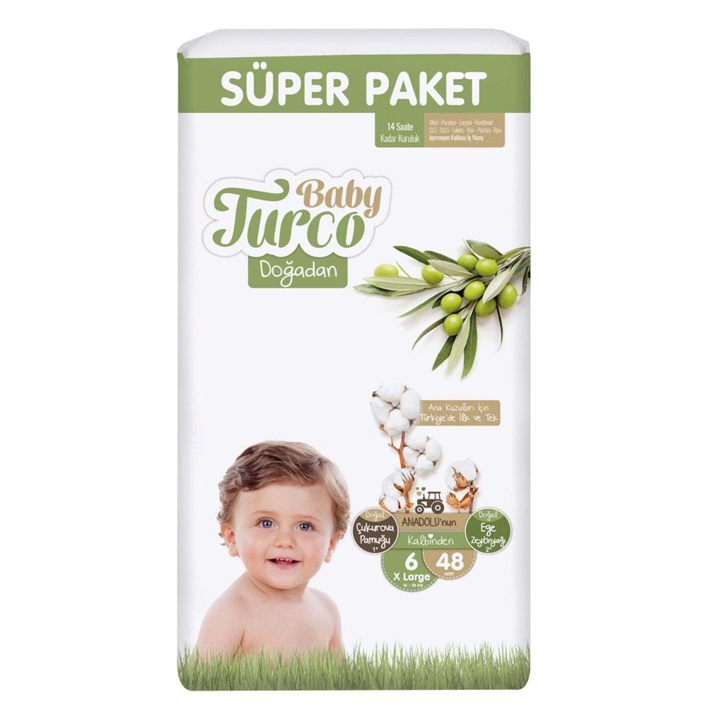 Baby Turco Bebek Bezi Doğadan Beden:6 (16-25Kg) XLarge 288 Adet Süper Avantaj Pk