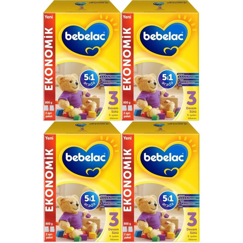 Bebelac 800GR No:3 Devam Sütü (9-12 Ay) (4 Lü Set)