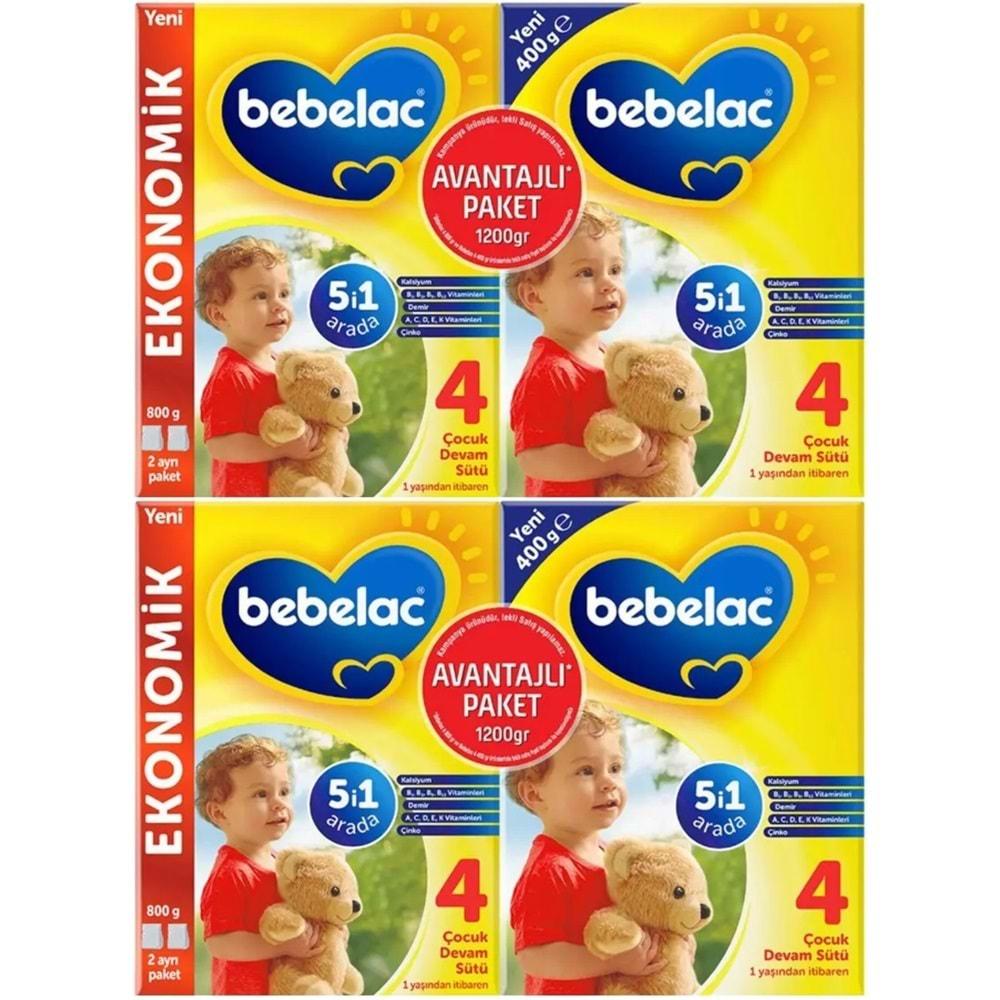 Bebelac 1200GR (800GR+400GR) No:4 Devam Sütü (1+ Yaş) Avantaj Pk (2 Li Set)