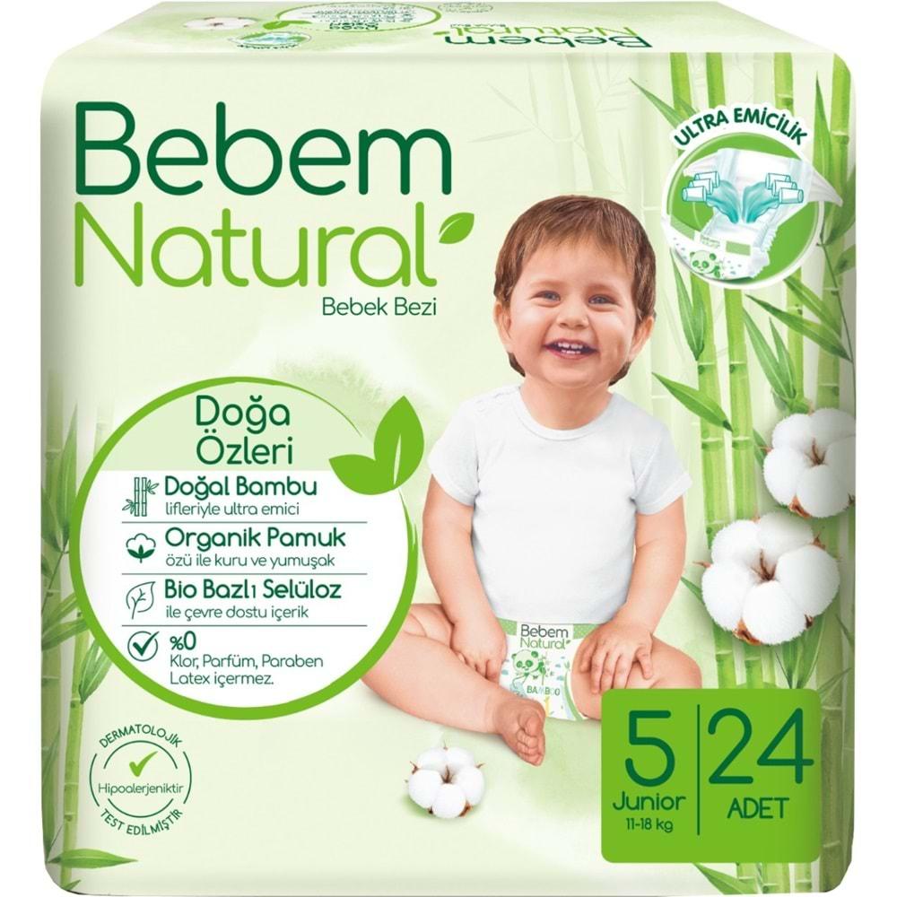 Bebem Bebek Bezi Natural Jumbo Mega Pk Beden:5 (11-18Kg) Junior 120 Adet