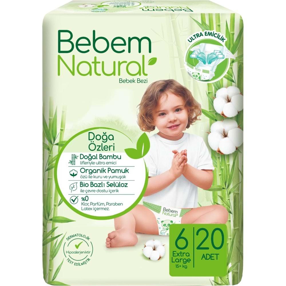 Bebem Bebek Bezi Natural Jumbo Fırsat Pk Beden:6 (15+Kg) Ekstra Large 60 Adet