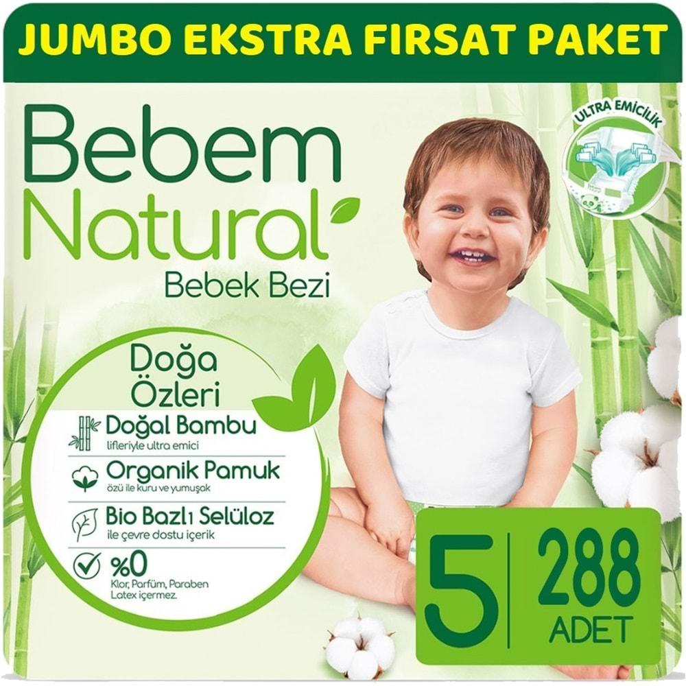 Bebem Bebek Bezi Natural Jumbo Ekstra Fırsat Pk Beden:5 (11-18Kg) Junior 288 Adet