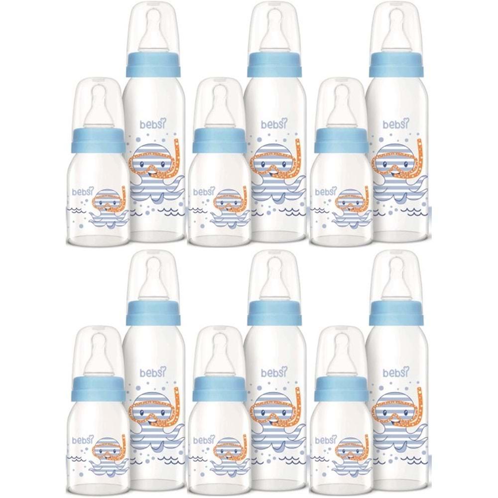 Bebsi Cam Biberon Seti Mavi (250ML+125ML) (6 Lı Set)