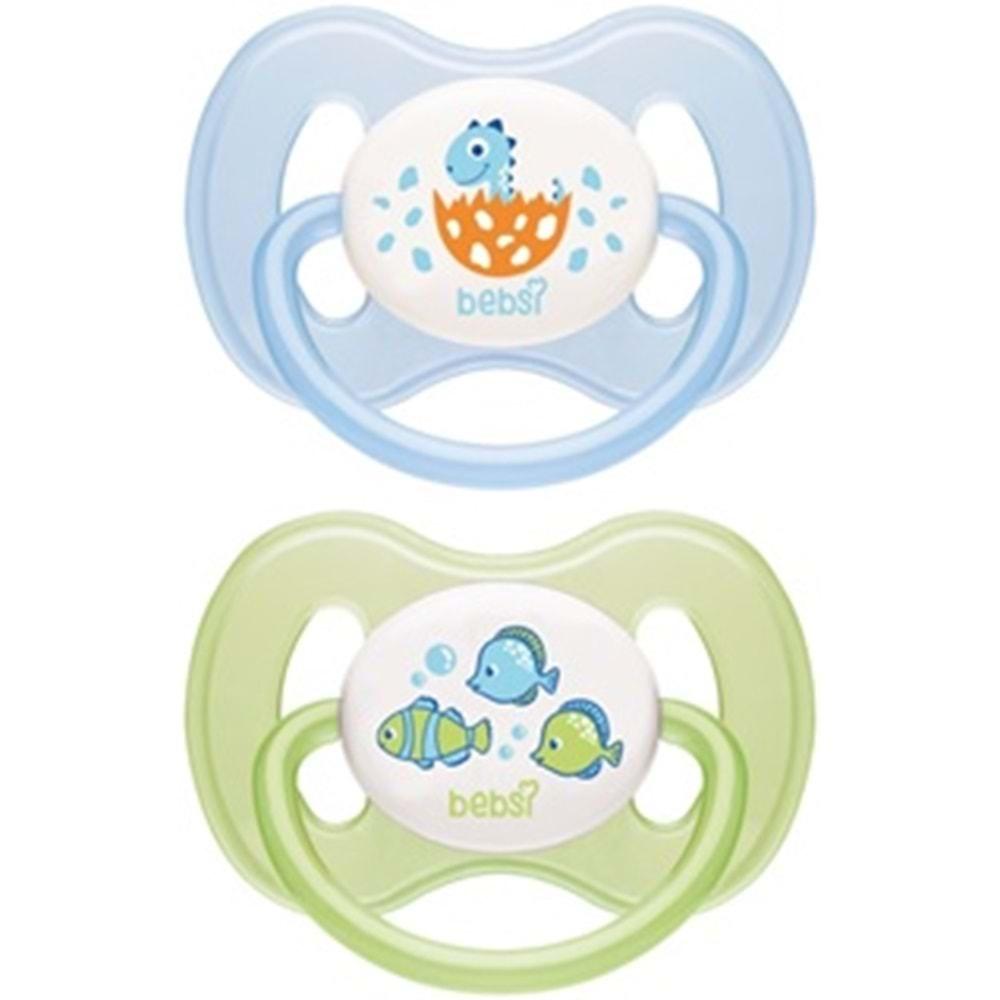 Bebsi Cam Biberon Seti Mavi (250ML+125ML)+Emzik Ortodontik Damaklı Kelebek No:1 (2 Li PK) 4 Lü Set