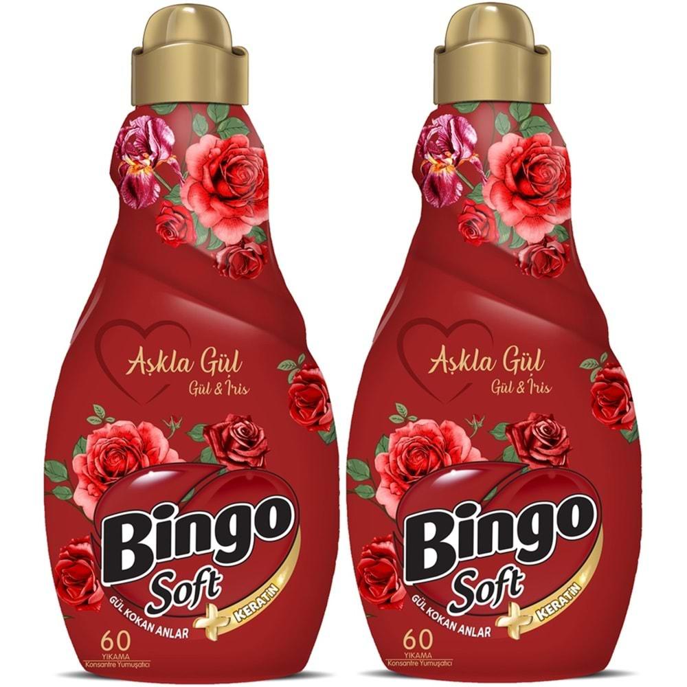 Bingo Soft Çamaşır Yumuşatıcı Konsantre 1440ML Aşkla Gül (Gül & İris) (2 Li Set)