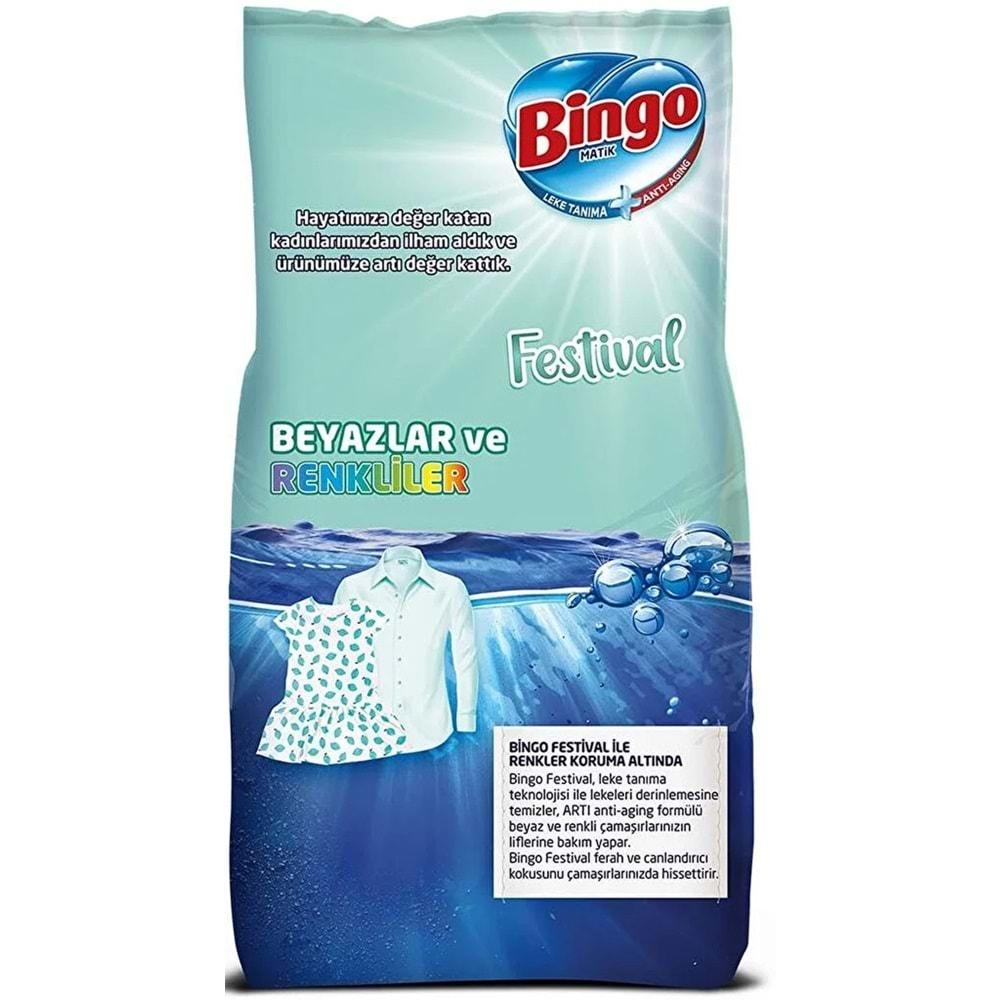 Bingo Matik Toz Çamaşır Deterjanı 48KG Festival Beyazlar ve Renkliler (4PK*12KG) (320 Yıkama)