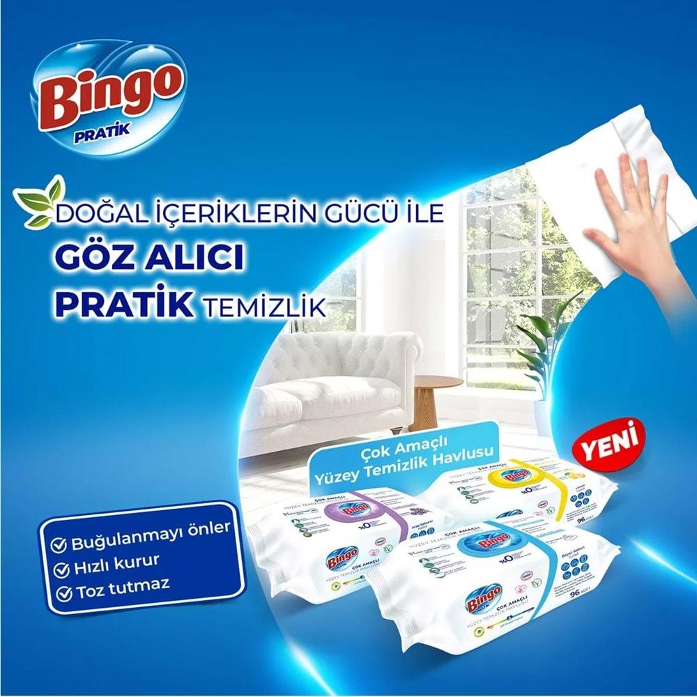 Bingo Clean Yüzey Temizlik Havlusu 96 Yaprak Limon Kokulu Plastik Kapaklı (5 Li Set) 480 Yaprak