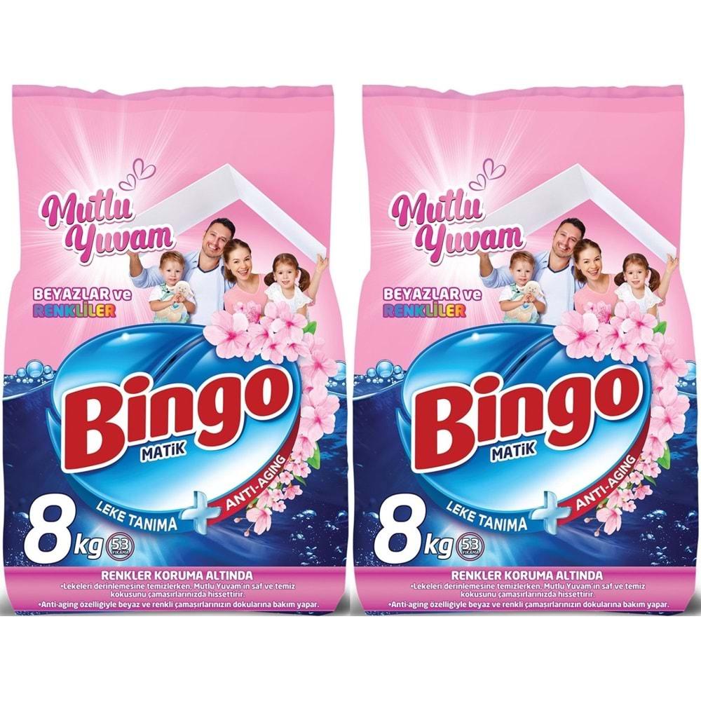 Bingo Matik Toz Çamaşır Deterjanı 16KG Beyazlar ve Renkliler 106 Yıkama (Mutlu Yuvam)