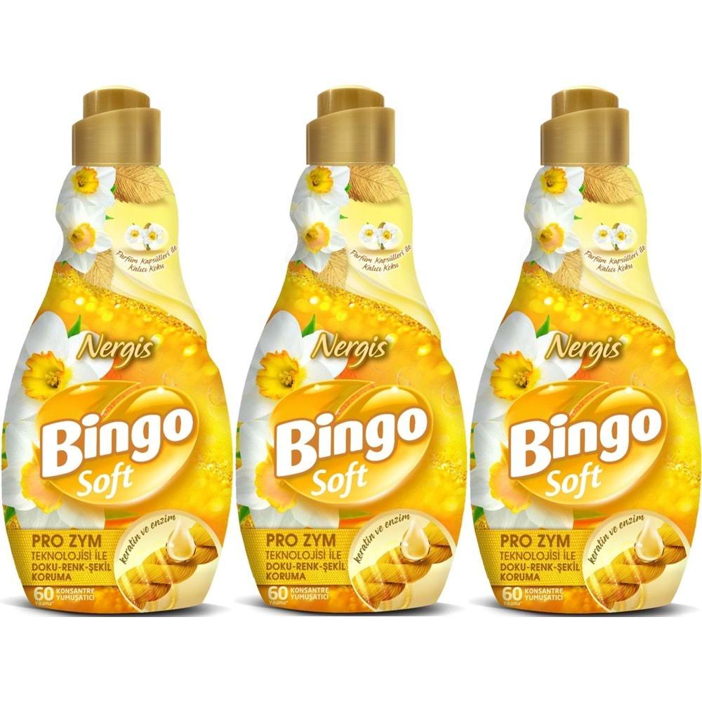 Bingo Soft Çamaşır Yumuşatıcı Konsantre 1440ML Nergis (3 Lü Set)