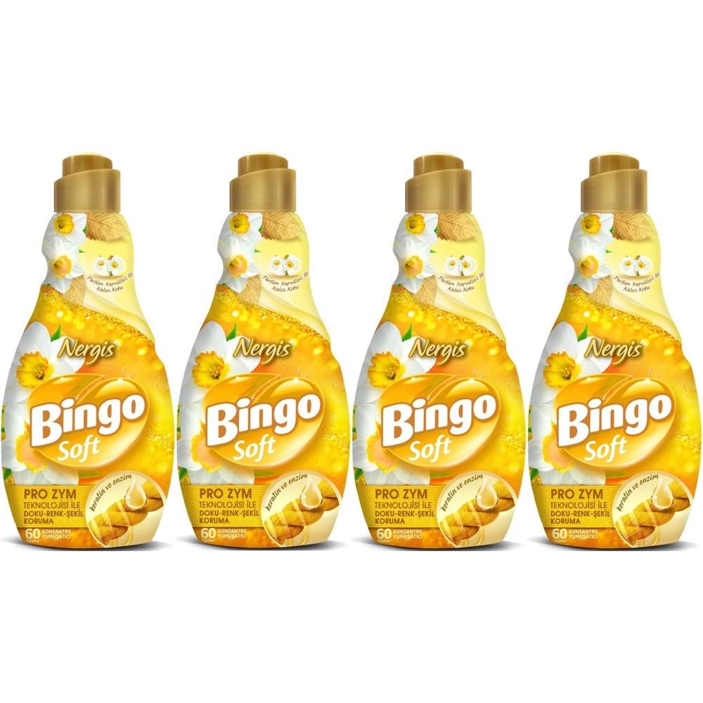 Bingo Soft Çamaşır Yumuşatıcı Konsantre 1440ML Nergis (4 Lü Set)