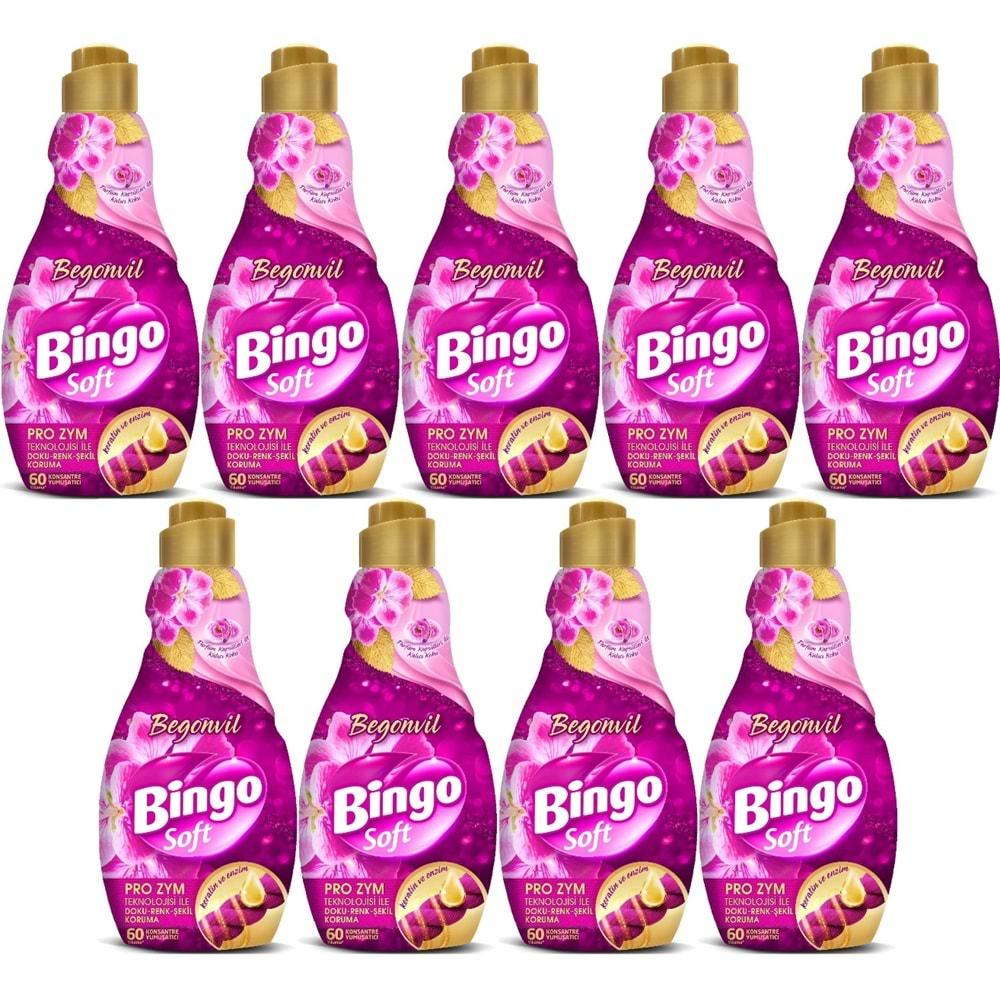 Bingo Soft Çamaşır Yumuşatıcı Konsantre 1440ML Begonvil (9 Lu Set)