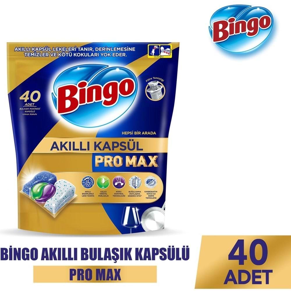 Bingo Akıllı Kapsül Pro Max Bulaşık Makinesi Deterjanı Tableti 120 Adet Limon Kokulu (3PK*40)