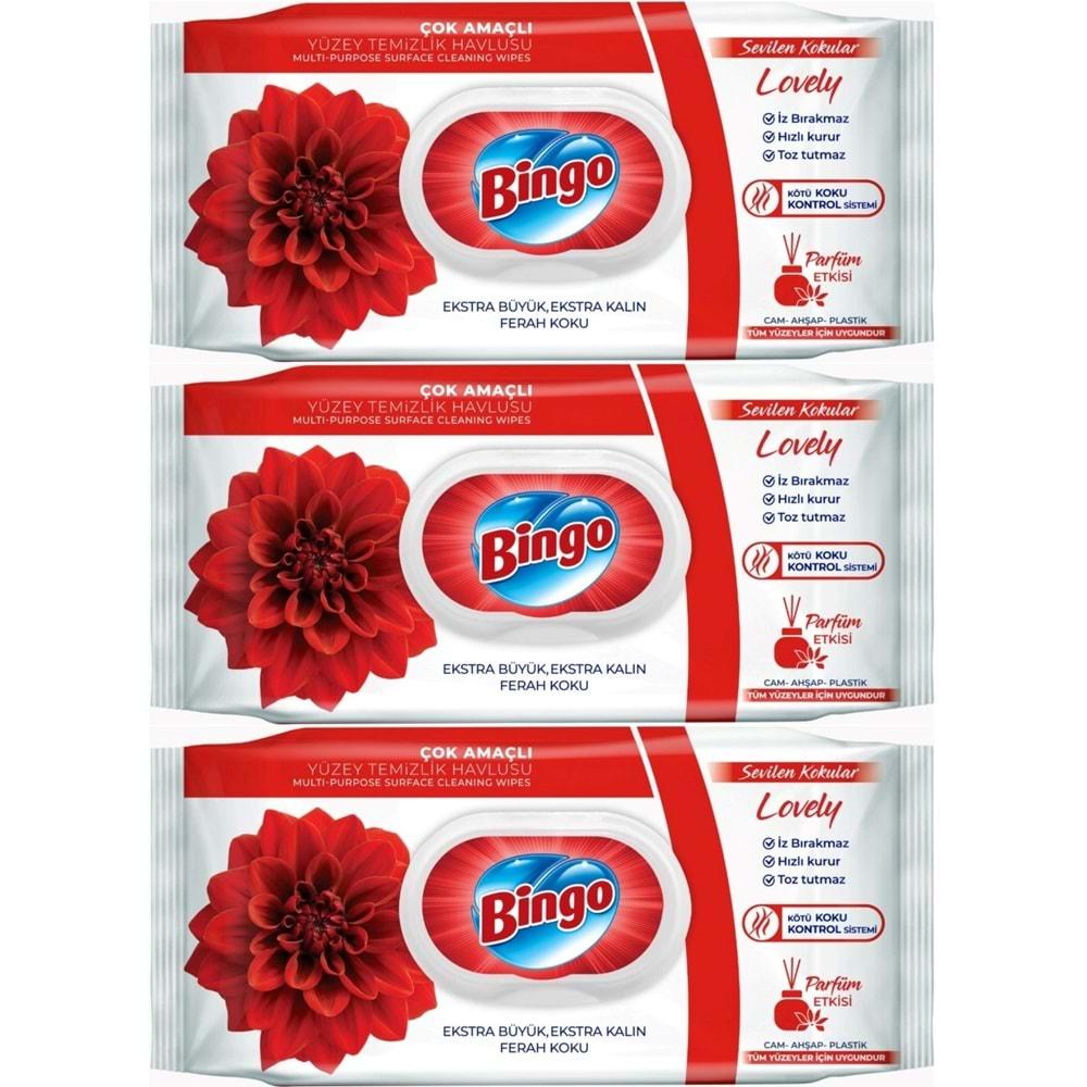Bingo Clean Yüzey Temizlik Havlusu 96 Yaprak Sevilen Kokular Lovely - Gül (3 Lü Set) 288 Yaprak