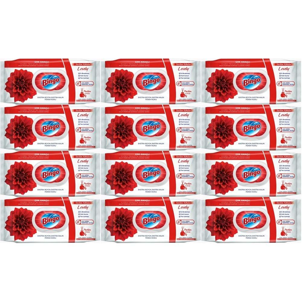 Bingo Clean Yüzey Temizlik Havlusu 96 Yaprak Sevilen Kokular Lovely - Gül (12 Li Set) 1152 Yaprak