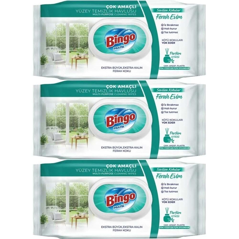 Bingo Clean Yüzey Temizlik Havlusu 96 Yaprak Sevilen Kokular Ferah Evim (3 Lü Set) 288 Yaprak