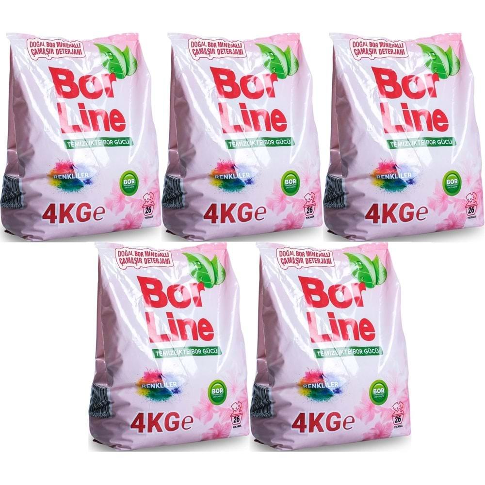 BorLine Matik Toz Çamaşır Deterjanı 20KG (Renkliler İçin) 130 Yıkama (5PK*4KG)