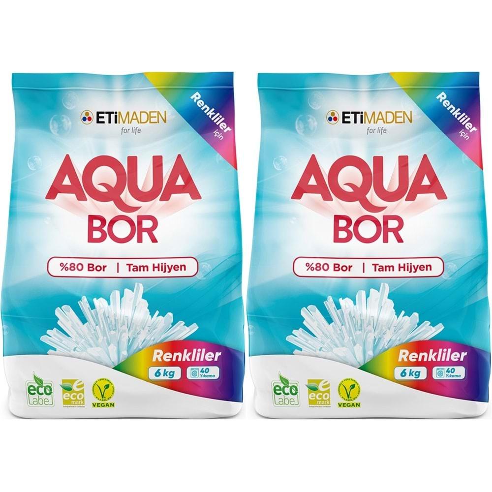 Boron AquaBor Matik Toz Çamaşır Deterjanı 12KG (Renkliler İçin) 80 Yıkama (2PK*6KG)