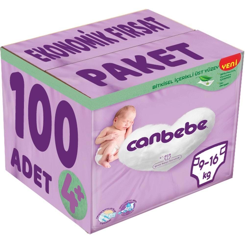 Canbebe Bebek Bezi Beden:4+ (9-16Kg) Maxi Plus 100 Adet Ekonomik Fırsat Pk