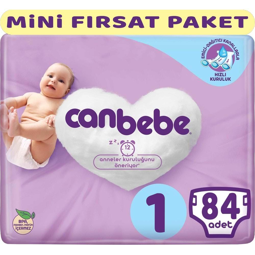 Canbebe Bebek Bezi Beden:1 (2-5Kg) Yeni Doğan 84 Adet Mini Fırsat Pk