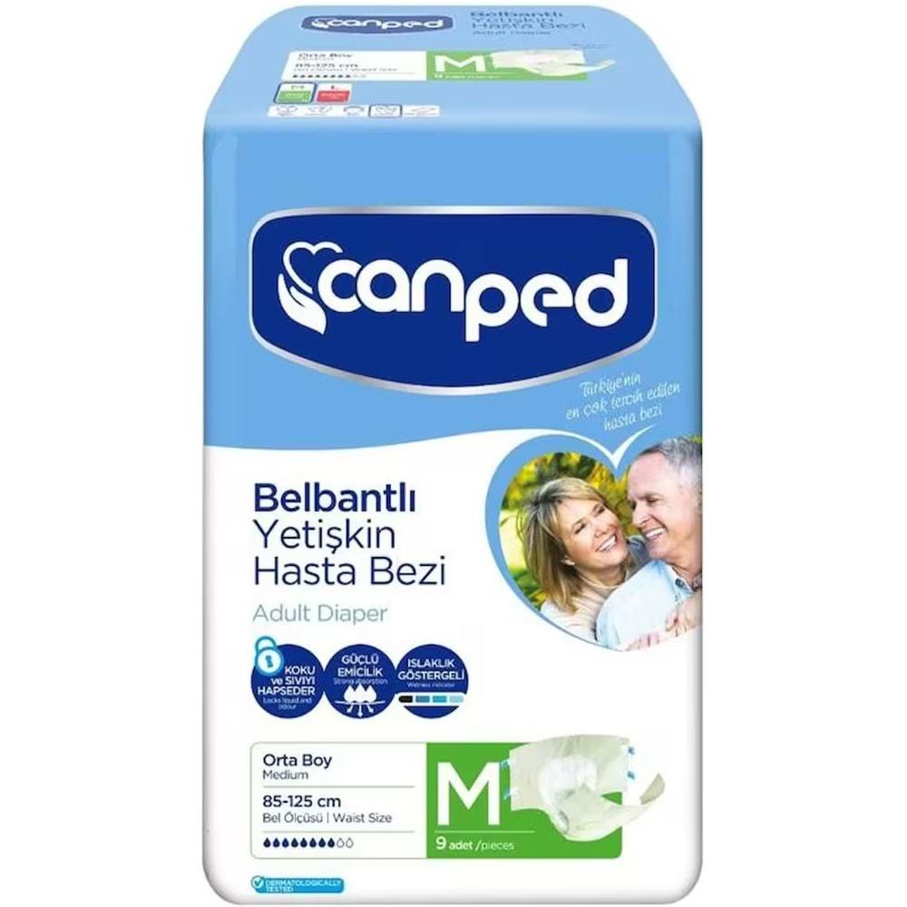 Canped Hasta Bezi Yetişkin Bel Bantlı Polietilen Medium-M Orta Boy 18 Adet (2PK*9)