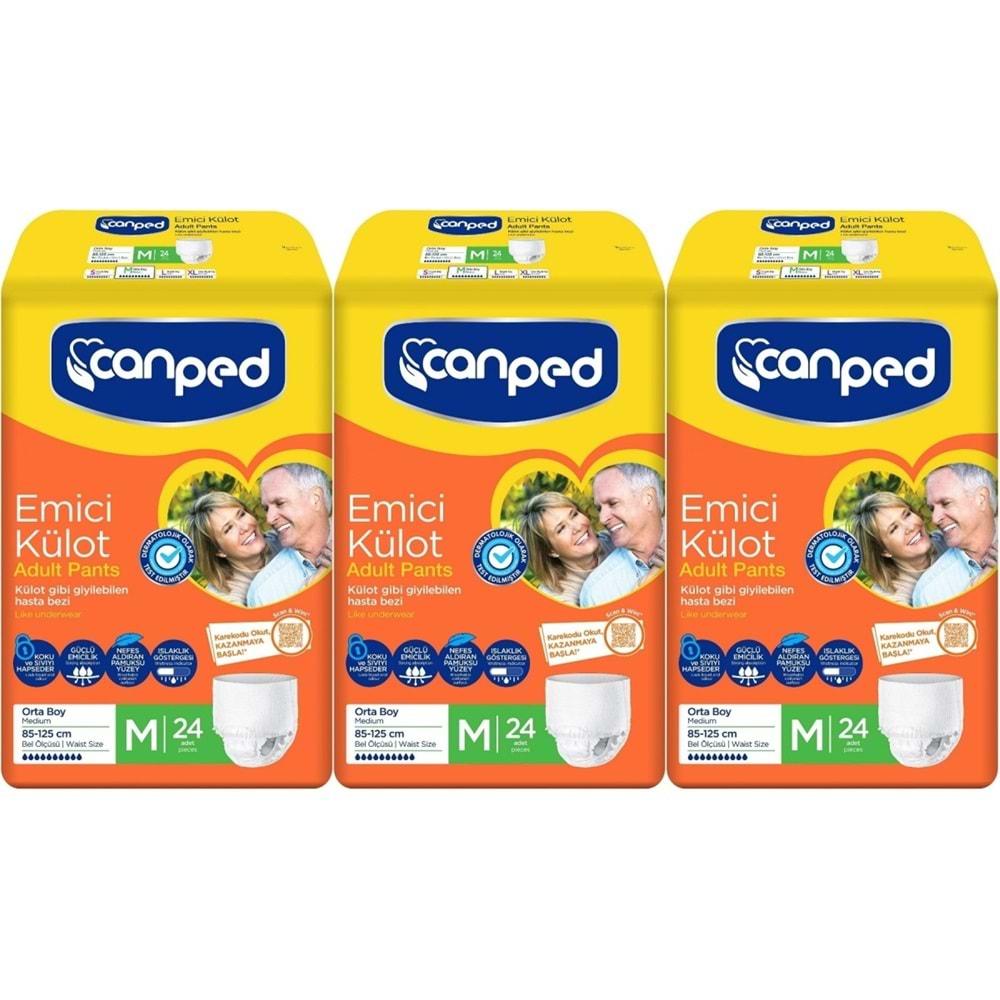 Canped Emici Külot Hasta Yetişkin Bezi M - Orta - Medium 72 Adet (3PK*24)