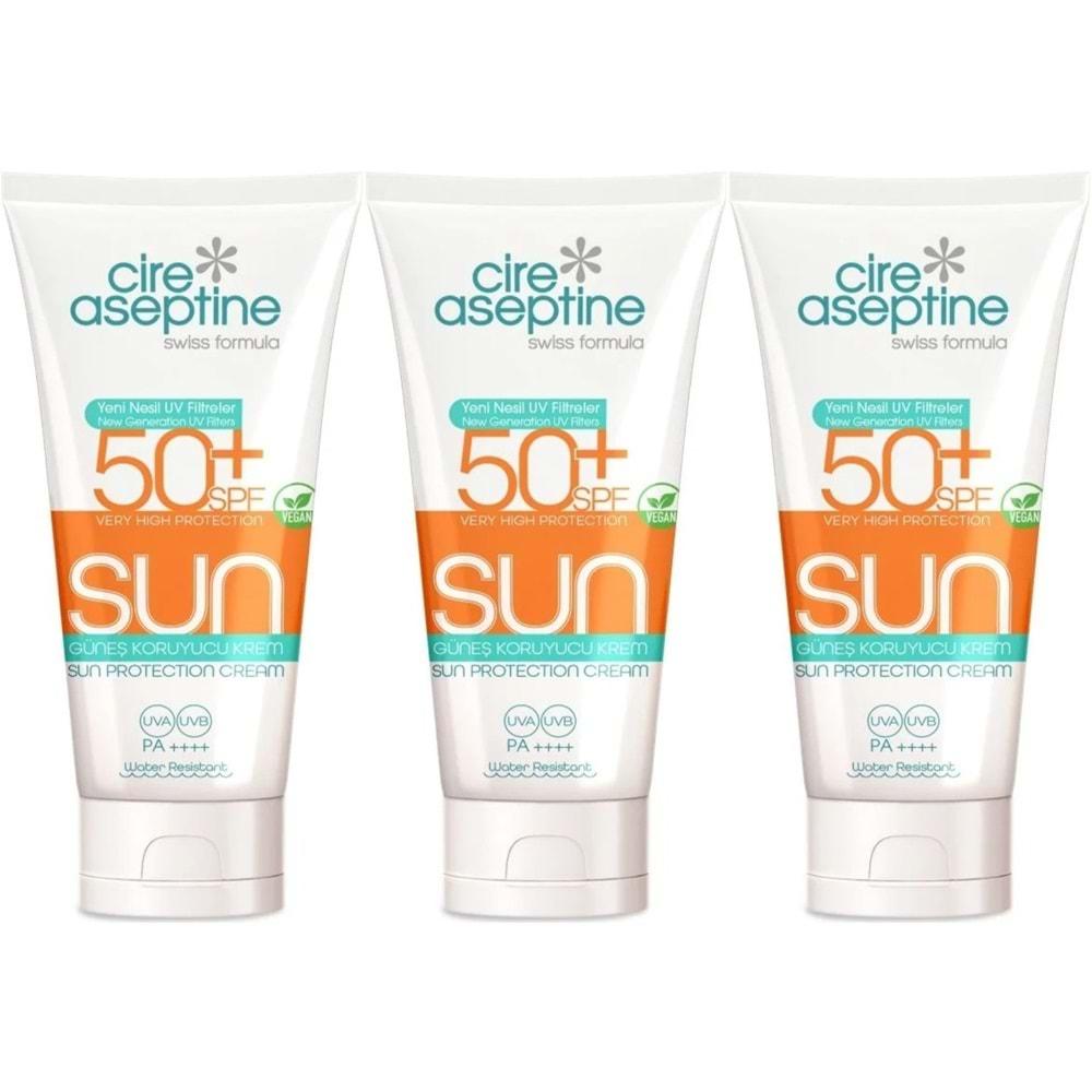 Cire Aseptine Sun Güneş Koruyucu Kremi 50+ SPF 150 ML (3 Lü Set)