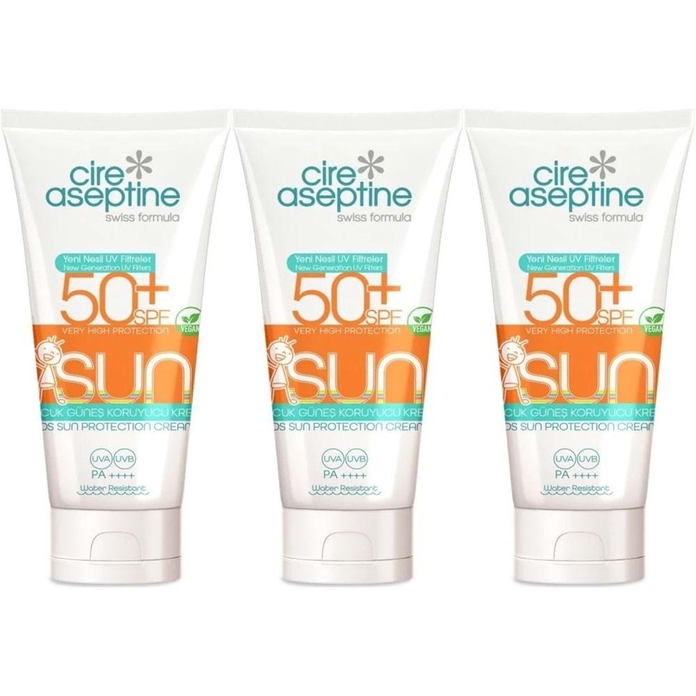 Cire Aseptine Sun Güneş Koruyucu Kremi Çocuk 50+ SPF 150 ML (3 Lü Set)