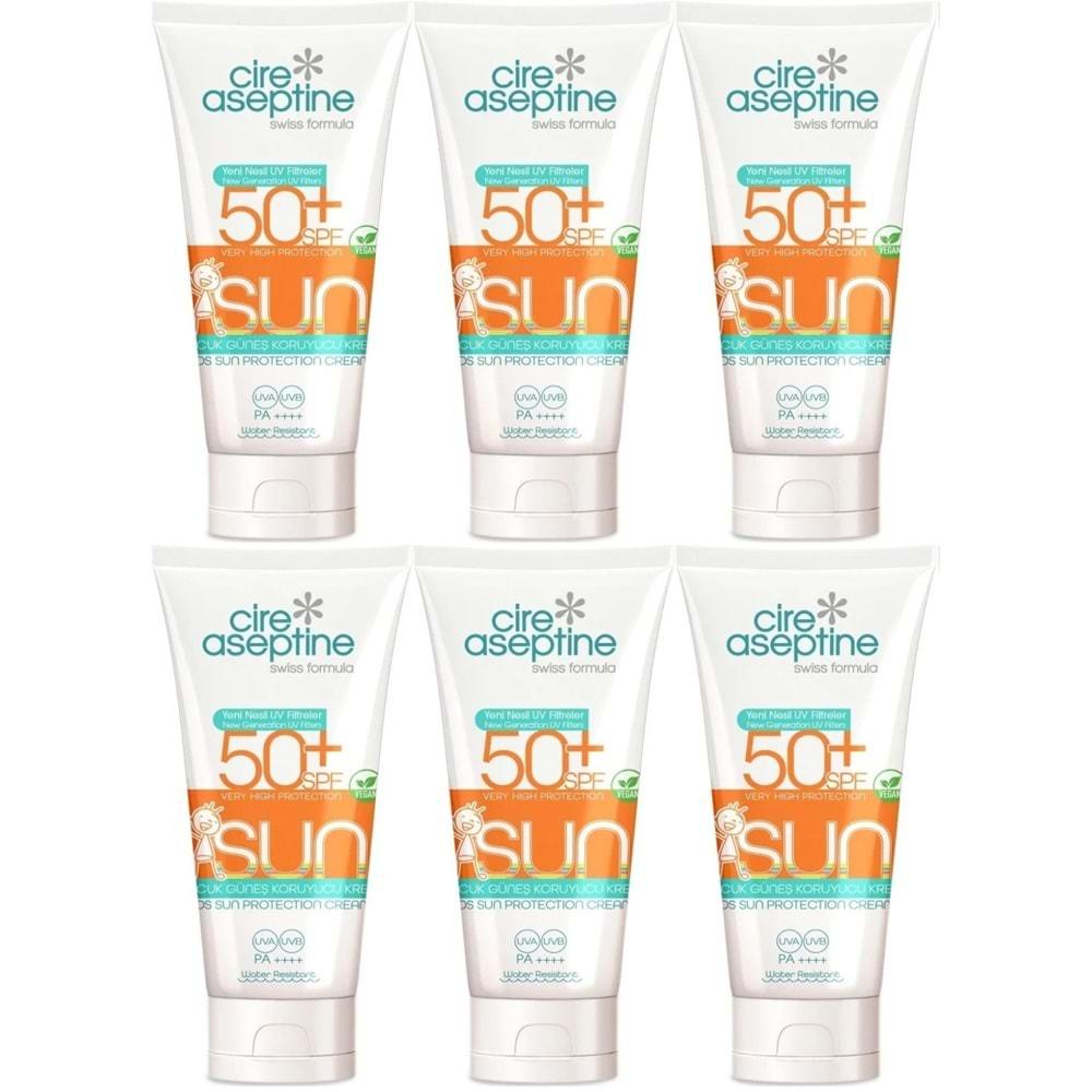 Cire Aseptine Sun Güneş Koruyucu Kremi Çocuk 50+ SPF 150 ML (6 Lı Set)