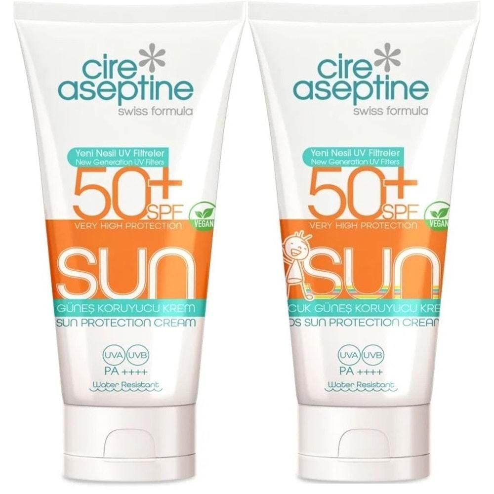 Cire Aseptine Sun Güneş Kremi 50+ SPF 150 ML + Güneş Kremi Çocuk 50+ SPF 150 ML Karma (2 Li Set)