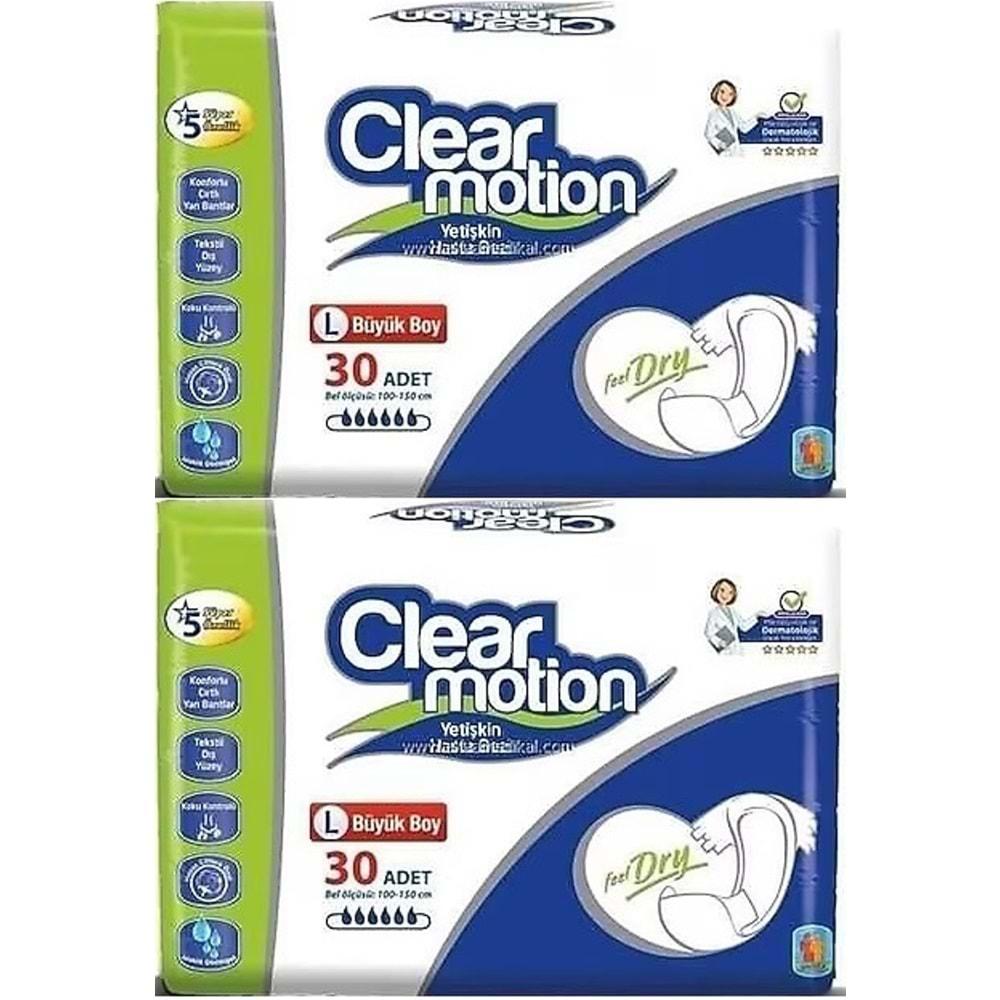 Clearmotion Yetişkin Hasta Bezi Bel Bantlı L - Büyük - Large 60 Adet (2PK*30)