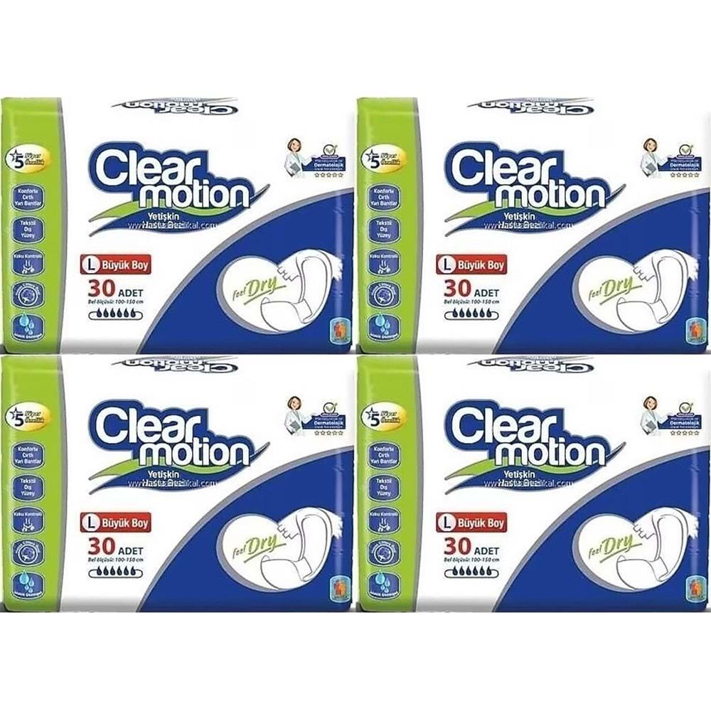 Clearmotion Yetişkin Hasta Bezi Bel Bantlı L - Büyük - Large 120 Adet (4PK*30)