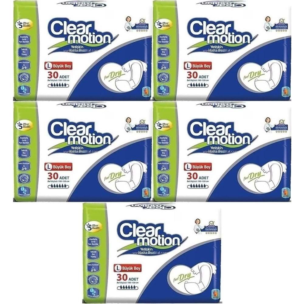 Clearmotion Yetişkin Hasta Bezi Bel Bantlı L - Büyük - Large 150 Adet (5PK*30)
