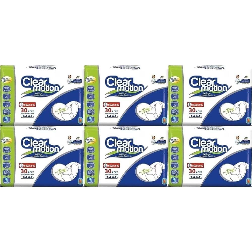 Clearmotion Yetişkin Hasta Bezi Bel Bantlı L - Büyük - Large 180 Adet (6PK*30)