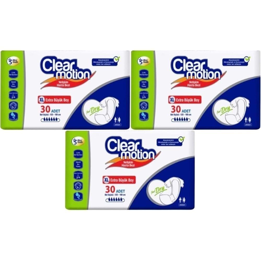 Clearmotion Yetişkin Hasta Bezi Bel Bantlı XL - Ekstra Büyük - Extra Large 90 Adet (3PK*30)