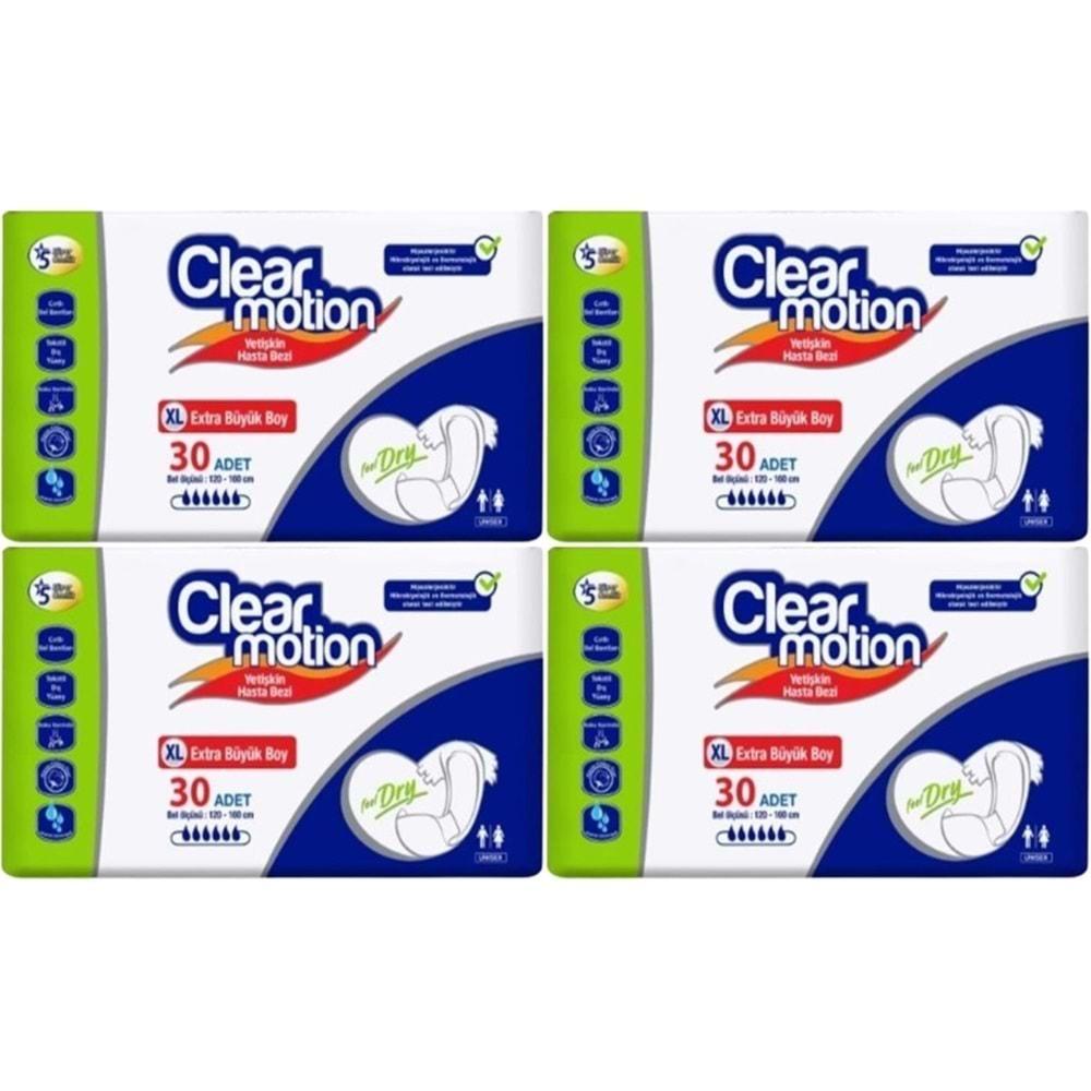 Clearmotion Yetişkin Hasta Bezi Bel Bantlı XL - Ekstra Büyük - Extra Large 120 Adet (4PK*30)