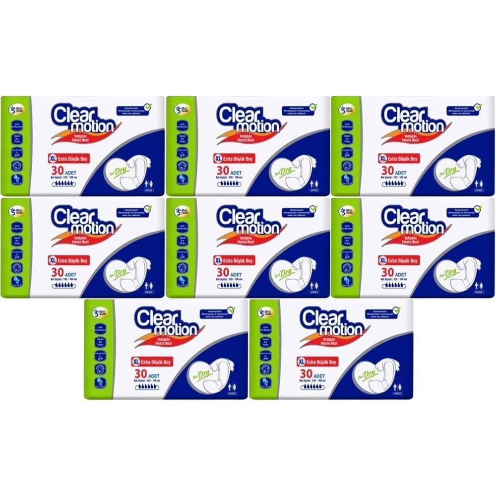 Clearmotion Yetişkin Hasta Bezi Bel Bantlı XL - Ekstra Büyük - Extra Large 240 Adet (8PK*30)