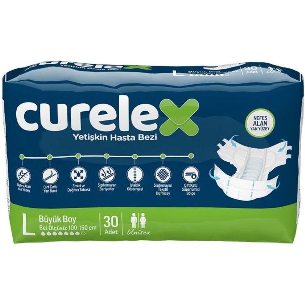 Curelex Hasta Bezi Yetişkin Bel Bantlı Tekstil Yüzey L-Büyük Boy 240 Adet Tekli Pk (8PK*30)