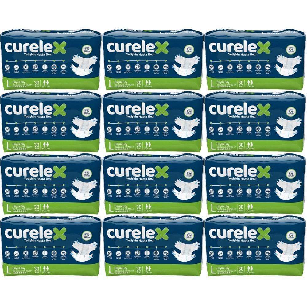 Curelex Hasta Bezi Yetişkin Bel Bantlı Tekstil Yüzey L-Büyük Boy 360 Adet Tekli Pk (12PK*30)