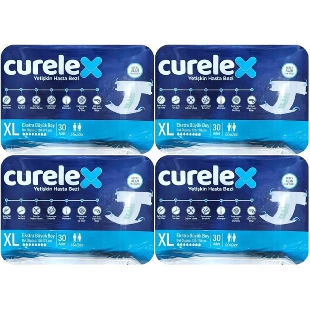 Curelex Hasta Bezi Yetişkin Bel Bantlı Tekstil Yüzey XL-Extra Large Boy 120 Adet Tekli Pk (4PK*30)