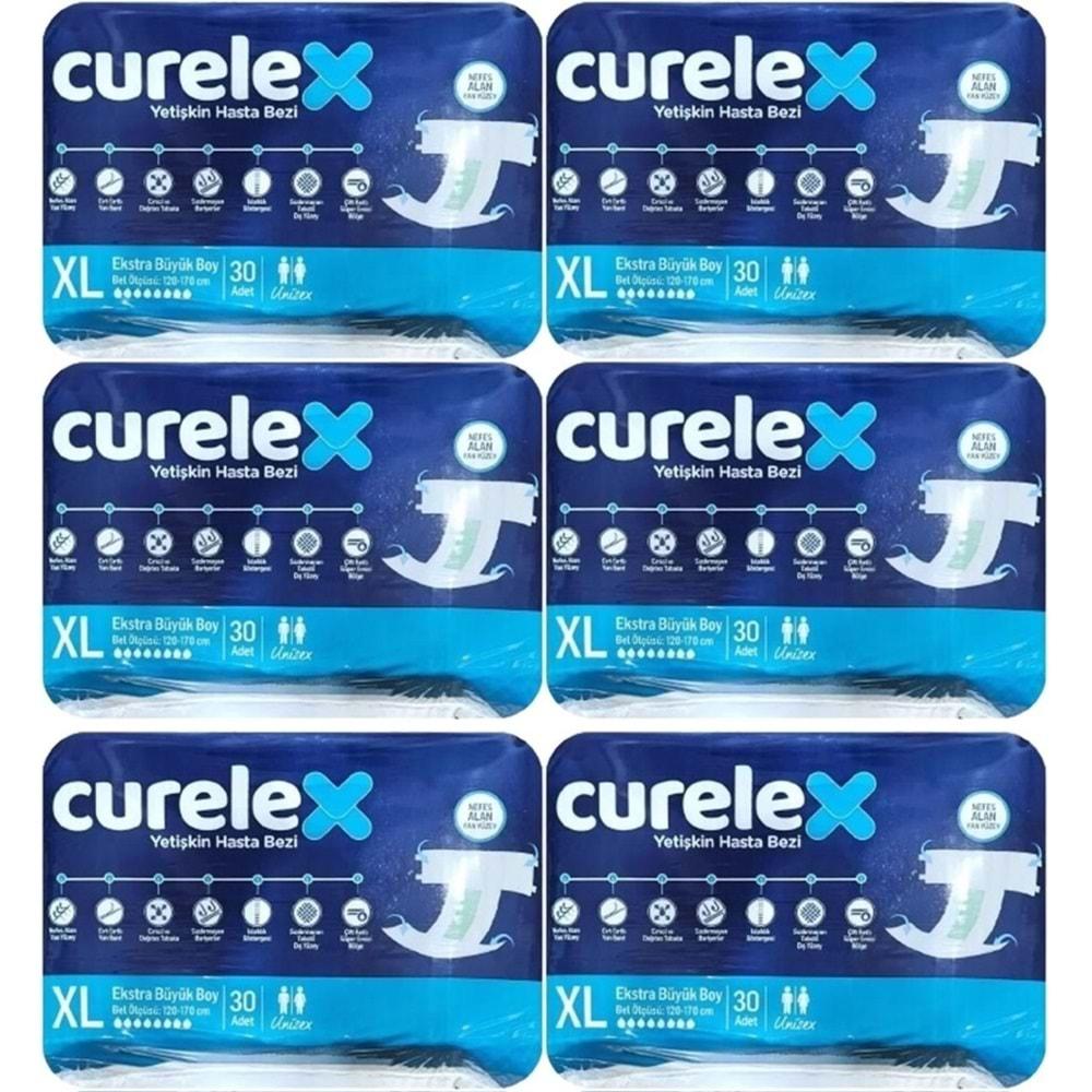 Curelex Hasta Bezi Yetişkin Bel Bantlı Tekstil Yüzey XL-Extra Large Boy 180 Adet Tekli Pk (6PK*30)