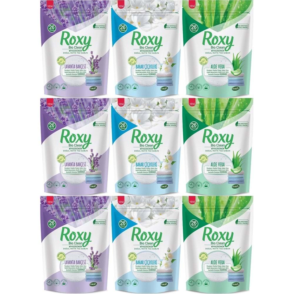 Dalan Roxy Bio Clean Matik Sabun Tozu 800GR Karma 9 Lu Set (Lavanta/Bahar/Aloe Vera) (234 Yıkama)