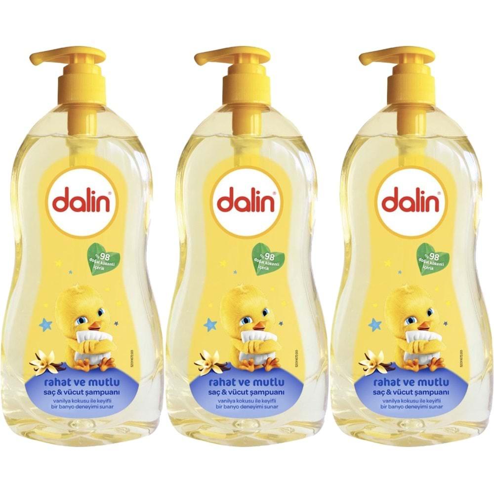 Dalin Bebek Şampuanı 400ML Rahat ve Mutlu Saç ve Vücut Şampuanı Vanilya Kokulu (3 Lü Set)