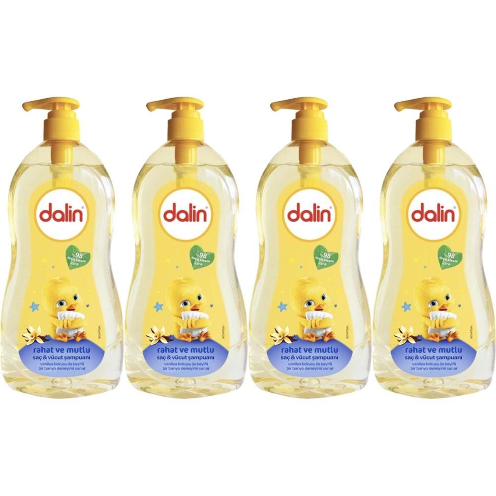 Dalin Bebek Şampuanı 400ML Rahat ve Mutlu Saç ve Vücut Şampuanı Vanilya Kokulu (4 Lü Set)