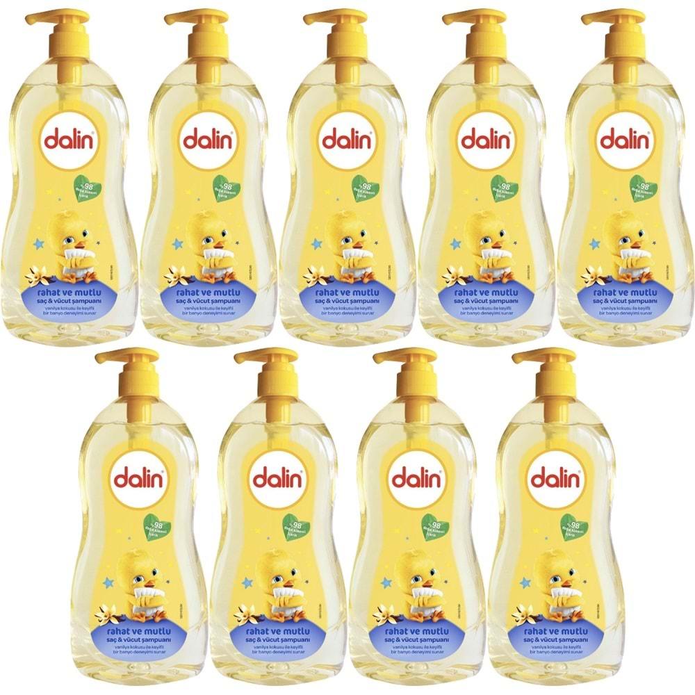 Dalin Bebek Şampuanı 400ML Rahat ve Mutlu Saç ve Vücut Şampuanı Vanilya Kokulu (9 Lu Set)