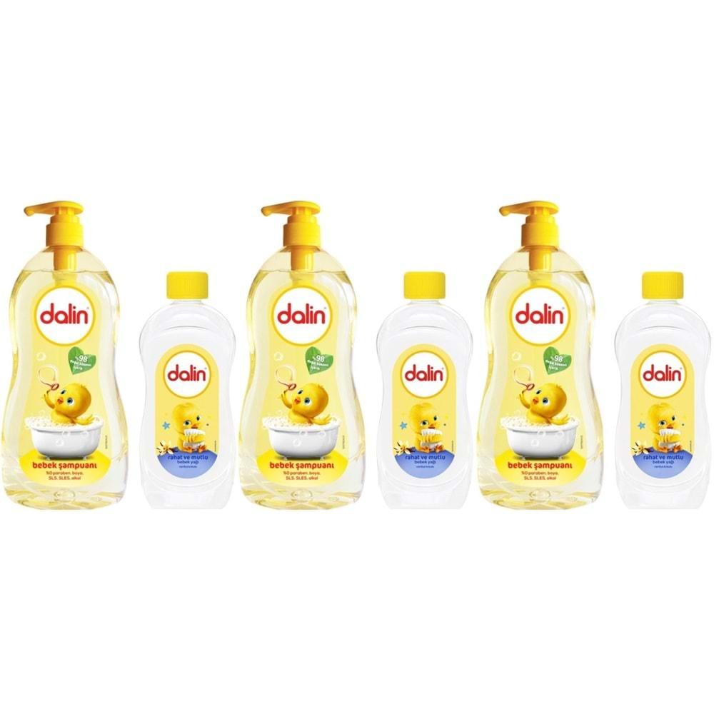 Dalin Bebek Şampuanı Klasik 700ML Pompalı + 100ML Bebek Yağı (Rahat ve Mutlu) (3 Lü Set)