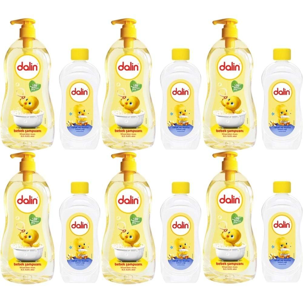 Dalin Bebek Şampuanı Klasik 700ML Pompalı + 100ML Bebek Yağı (Rahat ve Mutlu) (6 Lı Set)