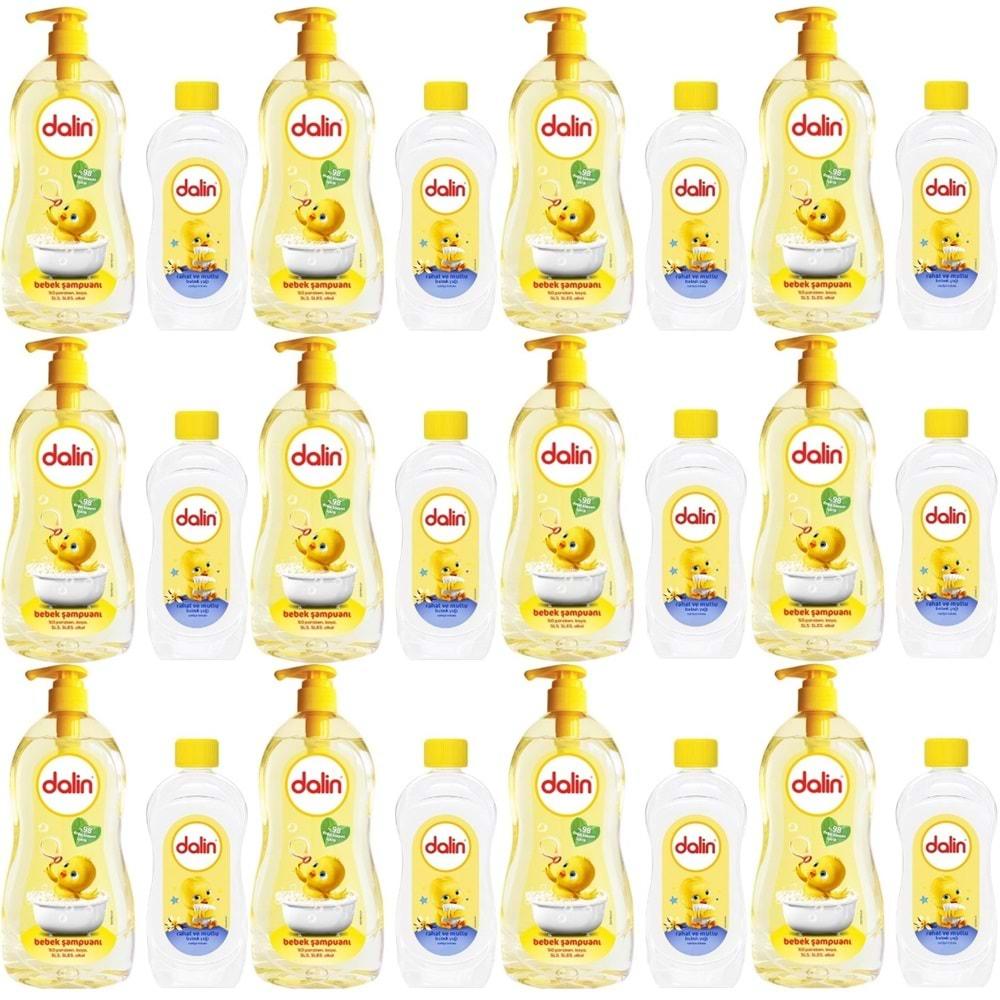 Dalin Bebek Şampuanı Klasik 700ML Pompalı + 100ML Bebek Yağı (Rahat ve Mutlu) (12 Li Set)