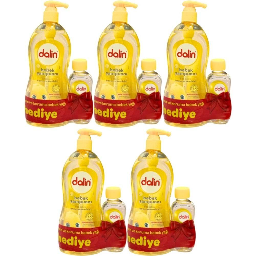 Dalin Bebek Şampuanı Klasik 700ML Pompalı + Bebek Yağı Hediye 100ML (Nem Koruma) (5 Li Set)